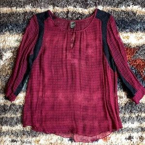 Casual Studio Sheer Lace Accent Blouse